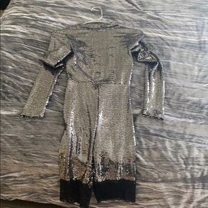 SILVER ROMPER LONG SLEEVE